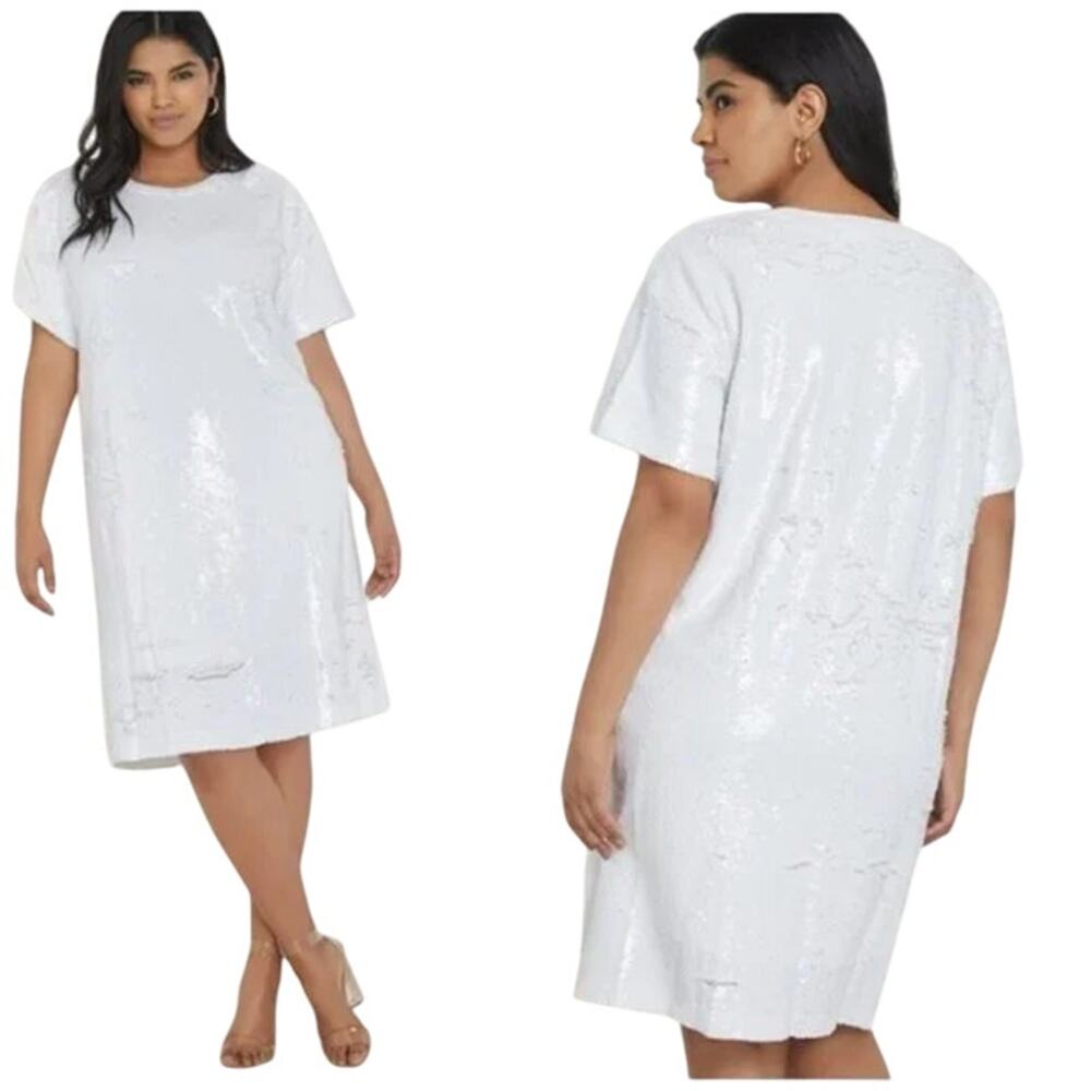 Elegant White Sequin Dress